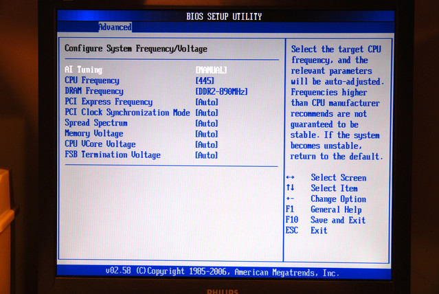 ASUS P5B BIOS 設定畫面
給他設定自動反而容易超成功，樣樣手動來卻很辛苦
